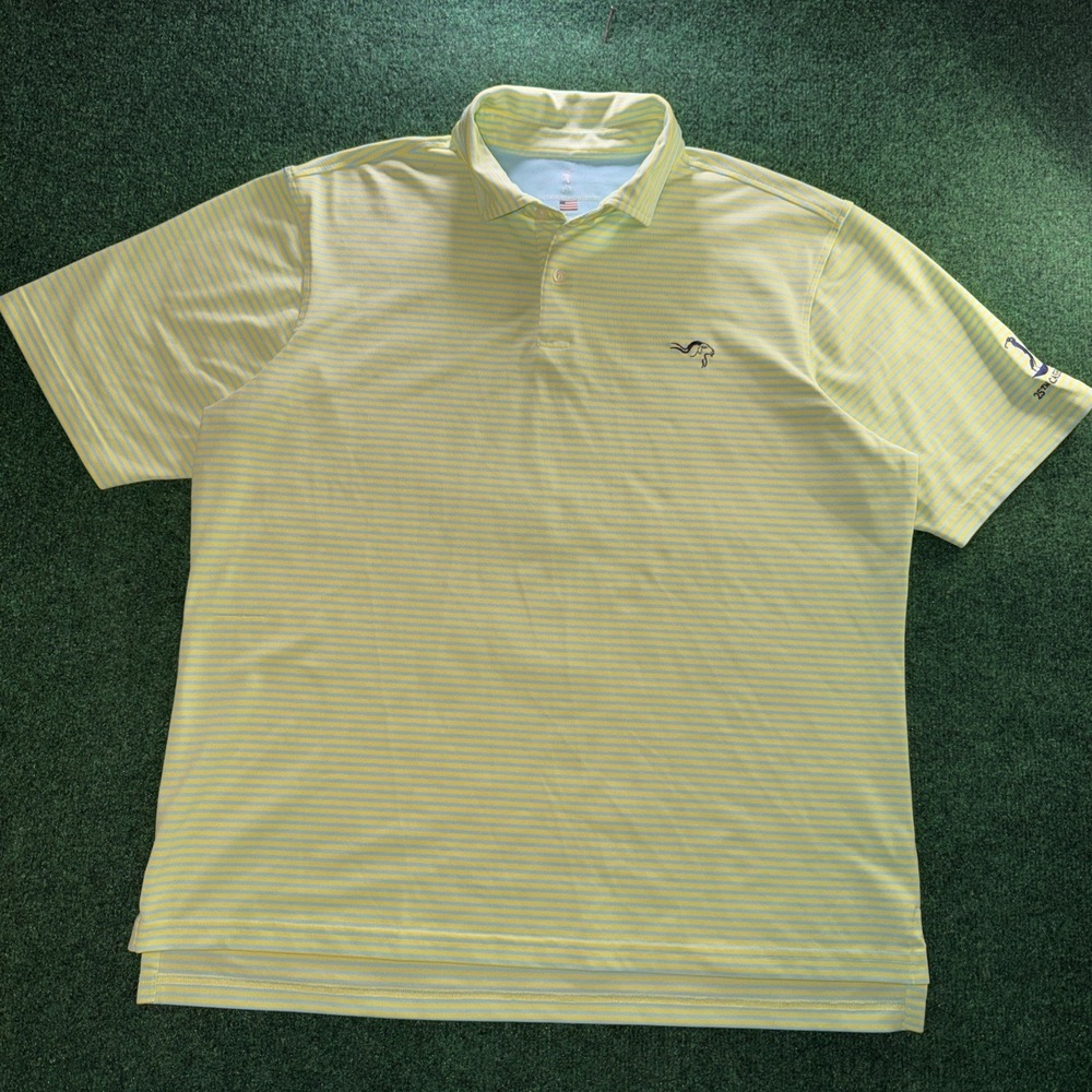 Fairway & Greene 25th Cashmere Golf Polo Men's L Yellow Blue Stripe Polo